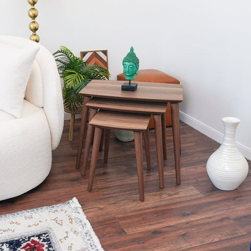 Ronald  MDF Nesting Accent Tables In Walnut (Set Of 3)