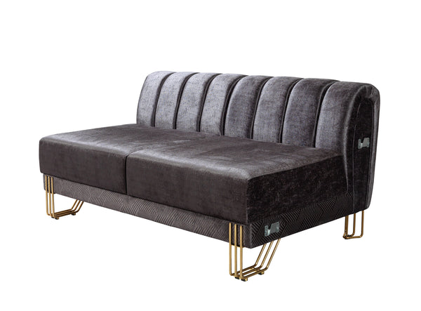 Santana Smoke Velvet Double Chaise Sectional