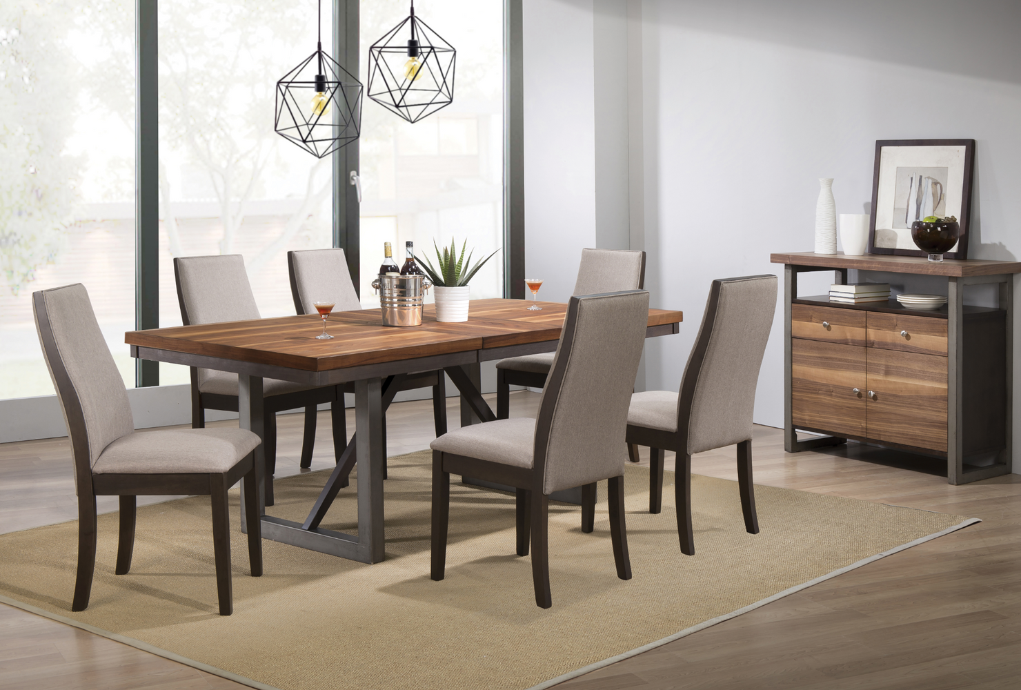 Spring Creek Dining Set With Extension Leaf Natural Walnut