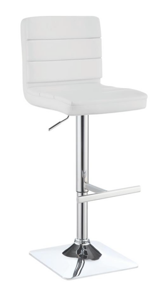 Bianca Upholstered Adjustable Bar Stool White and Chrome