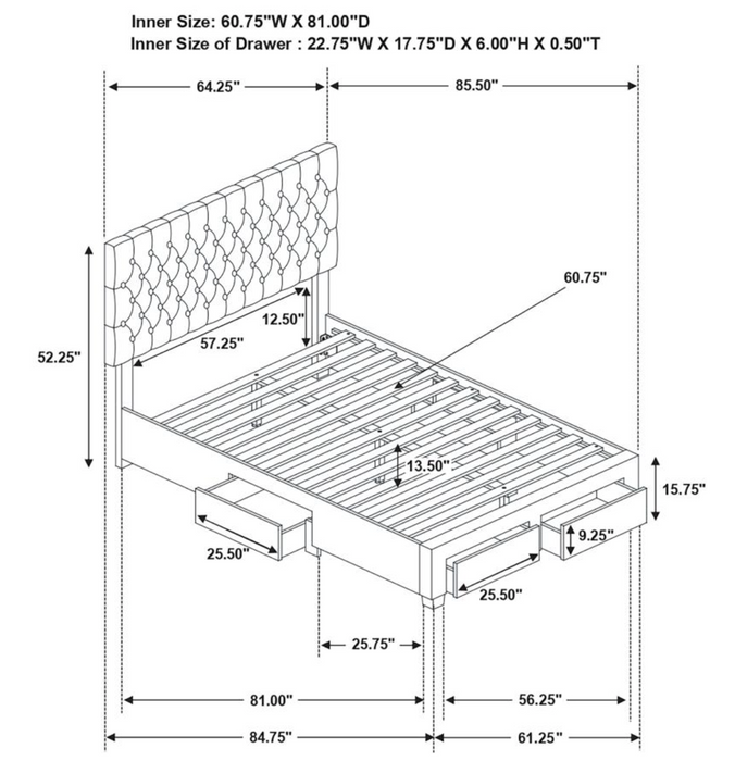 Soledad Full 4-drawer Button Tufted Storage Bed