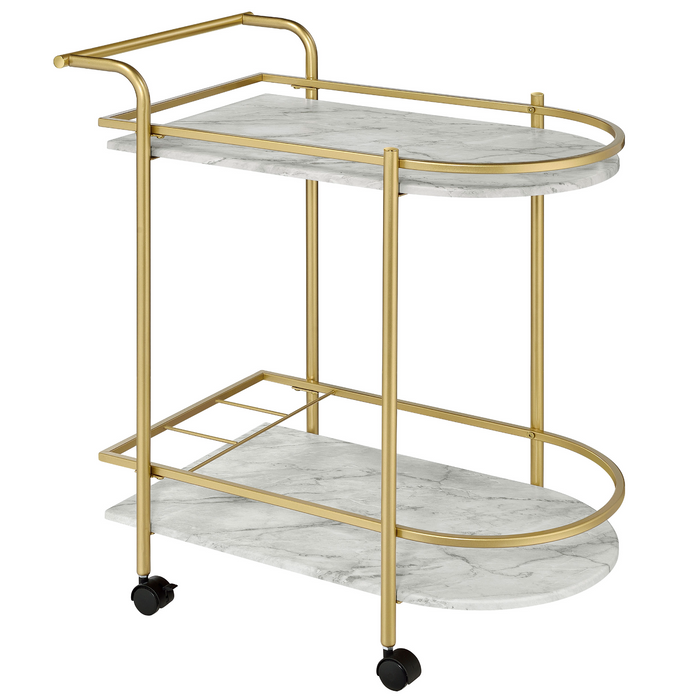 Desiree 2-Tier Bar Cart With Casters Gold