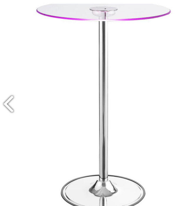 Thea LED Bar Table Chrome and Clear