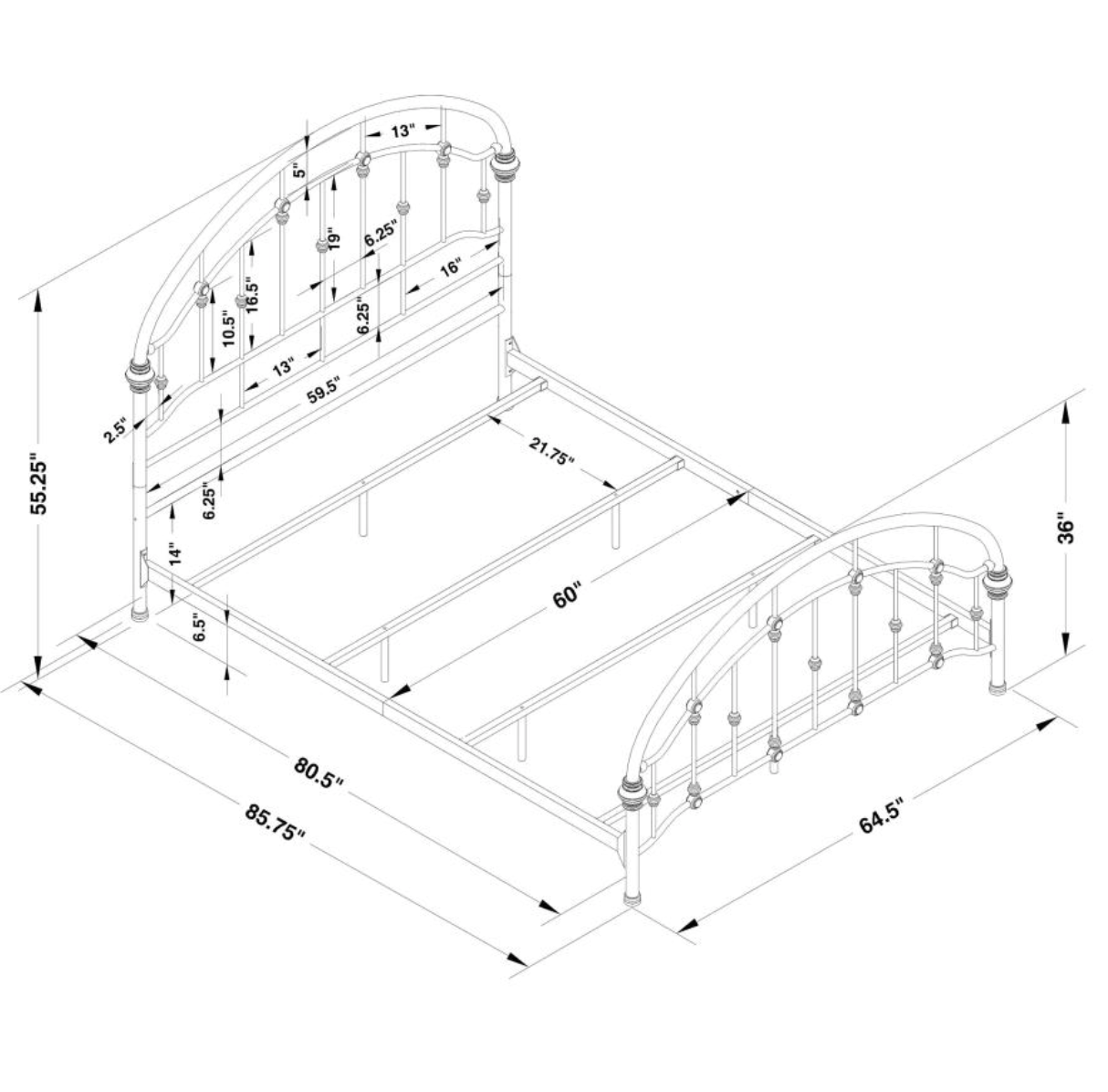 Rowan Metal Queen Open Frame Bed Dark Bronze