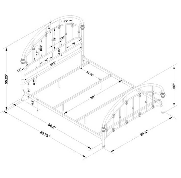 Rowan Metal Queen Open Frame Bed Dark Bronze