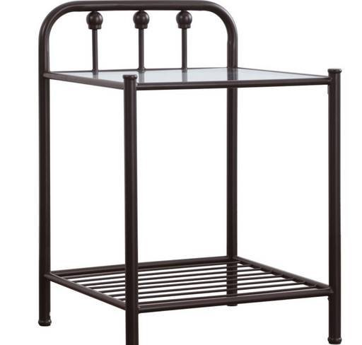 Livingston 1-shelf Nightstand with Glass Top Dark Bronze