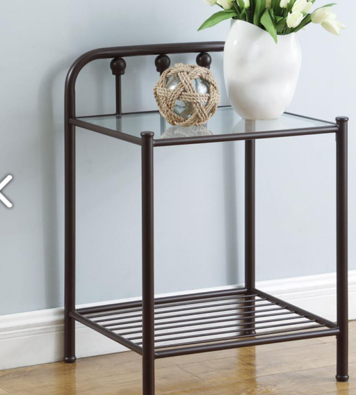 Livingston 1-shelf Nightstand with Glass Top Dark Bronze