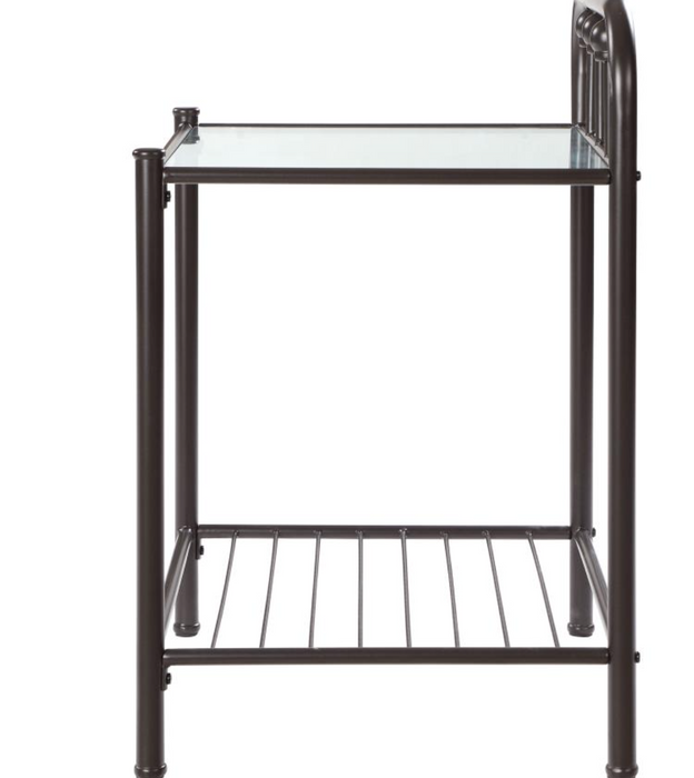 Livingston 1-shelf Nightstand with Glass Top Dark Bronze