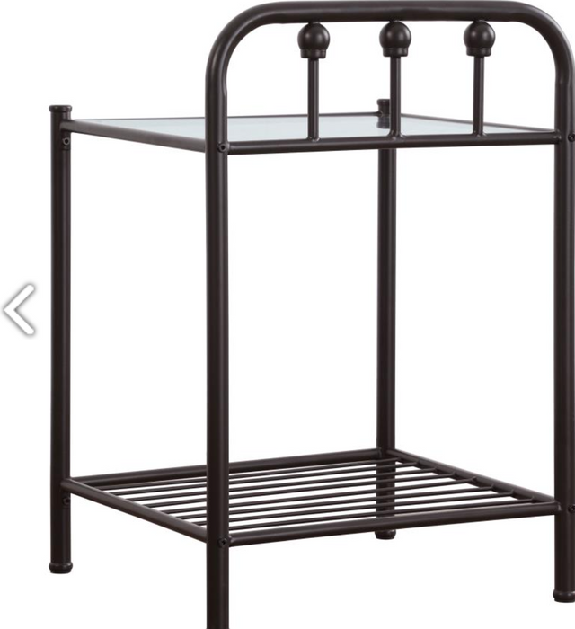 Livingston 1-shelf Nightstand with Glass Top Dark Bronze