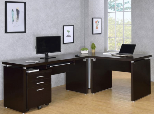 Skylar 2-piece Home Office Set L-Shape Desk with File Cabinet Cappuccino