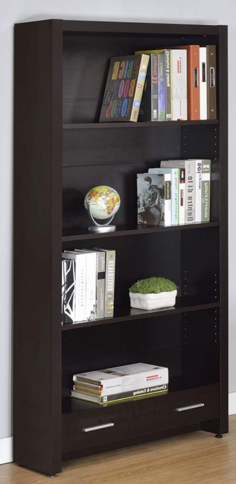 Skylar 5-shelf Bookcase with Storage Drawer Cappuccino