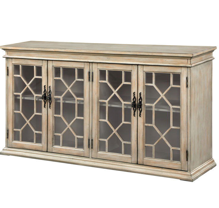 Kiara Glass Door Accent Cabinet Light Honey