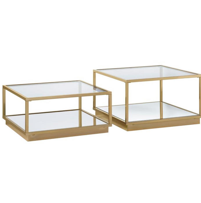 Renee 2-piece Square Coffee Table Set Rose Brass