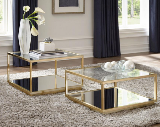 Renee 2-piece Square Coffee Table Set Rose Brass