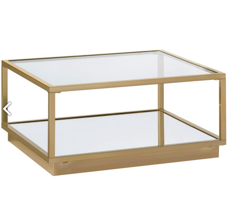 Renee 2-piece Square Coffee Table Set Rose Brass