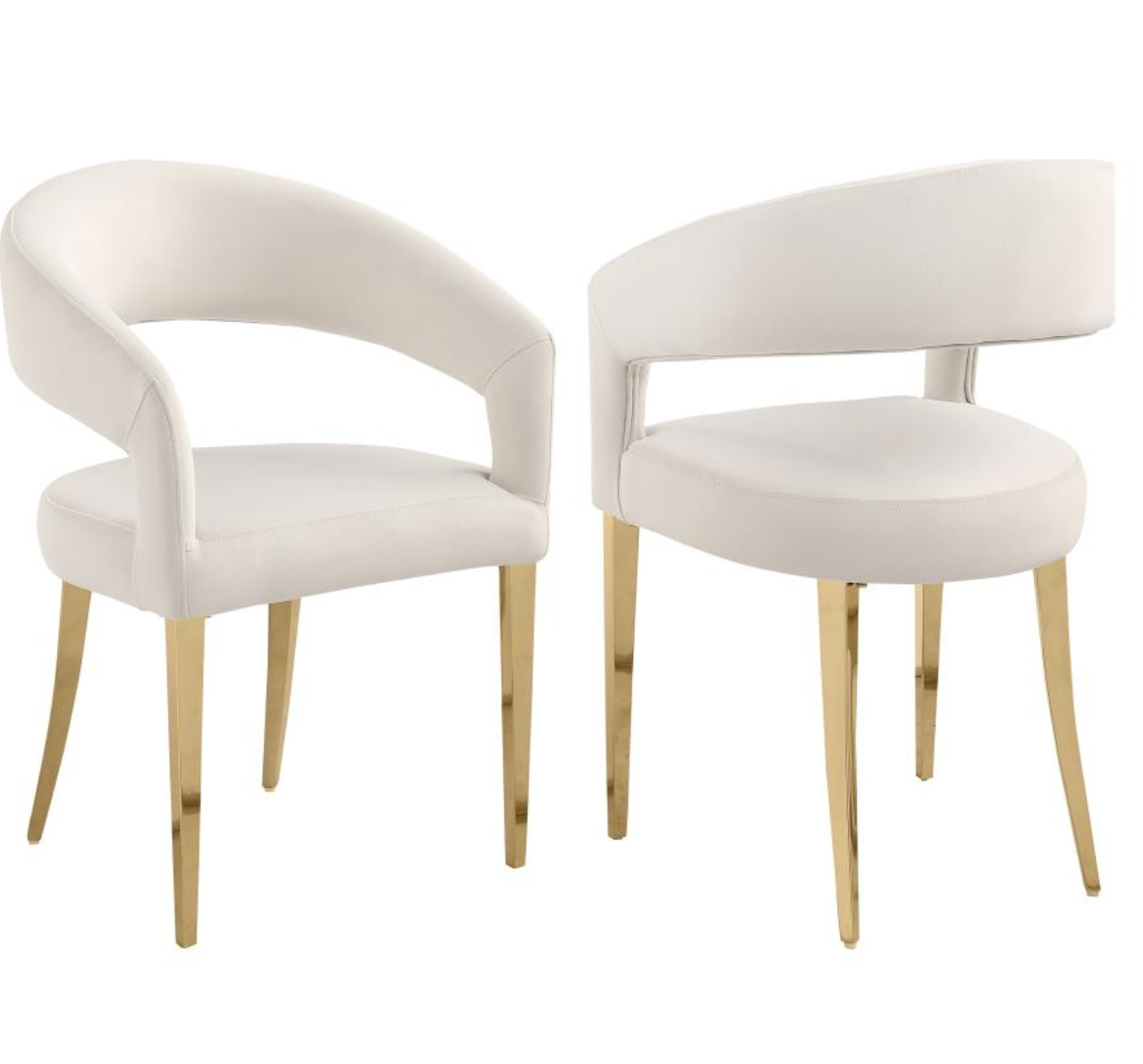 Galiano Velvet Upholstered Dining Arm Cream Beige (Set of 2)