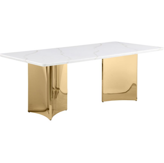 Tevlin Rectangular 79-inch Marble Top Dining Table White