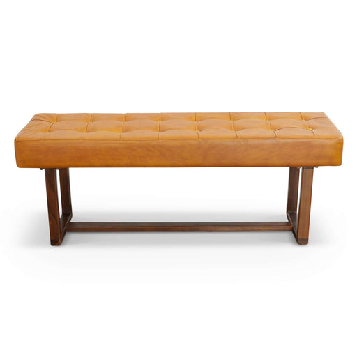 Cameron Tan Leather Bench