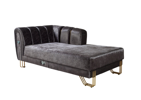 Santana Smoke Velvet Double Chaise Sectional