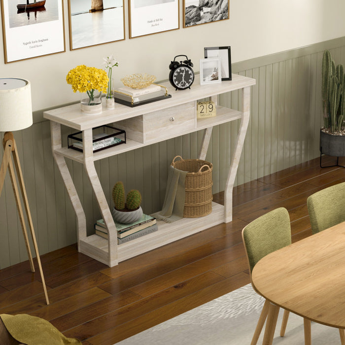 Console Hall Table with Storage Drawer and Shelf