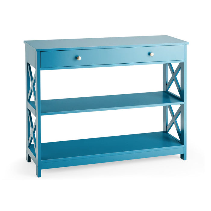 Console Table 3-Tier with Drawer and Storage Shelves