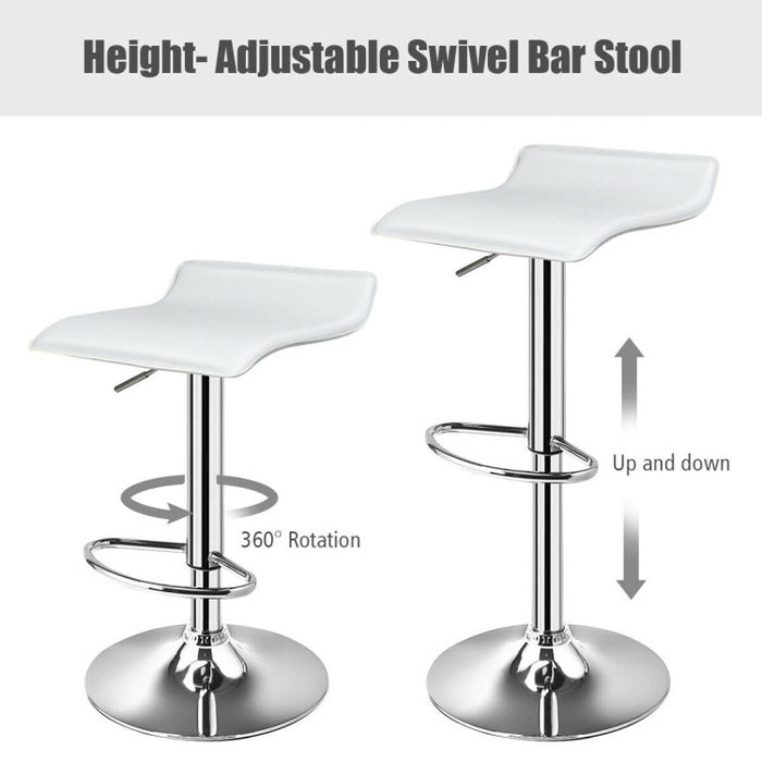 Set of 2 Modern Design Adjustable PU Leather Backless Bar Stools