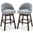 Set of 2 Swivel Bar Stools with Rubber Wood Legs and Padded Back