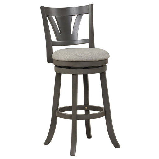 26.5/30.5 Inch Swivel Bar Stool with Backrest Soft Cushioned Seat and Footrest Gray