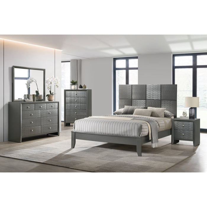 DENKER GUNMETAL PANEL BED