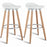 Set of 2 ABS Bar Stools with Wooden Legs