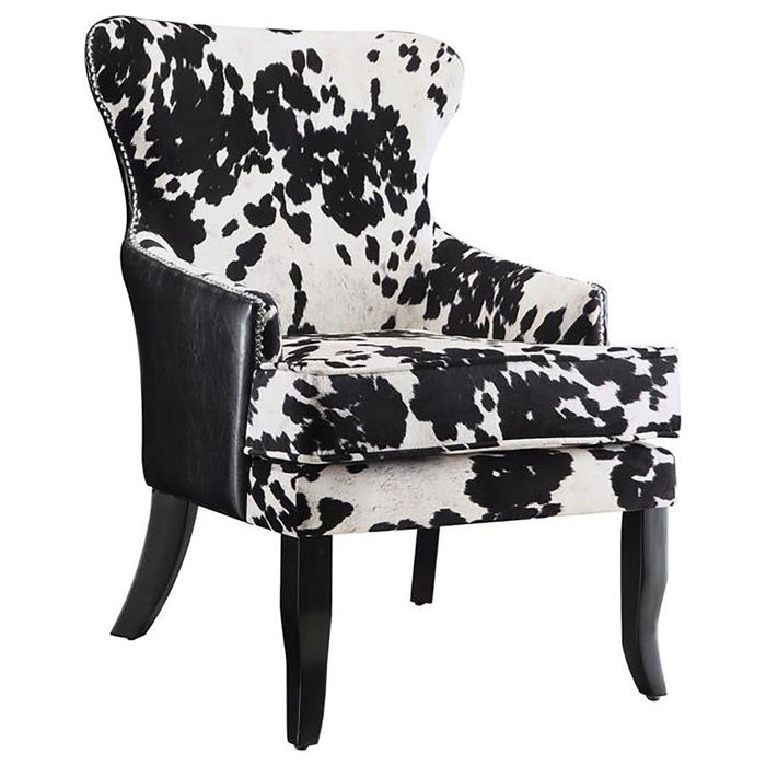 Trea Cowhide Print Accent Chair Black And White