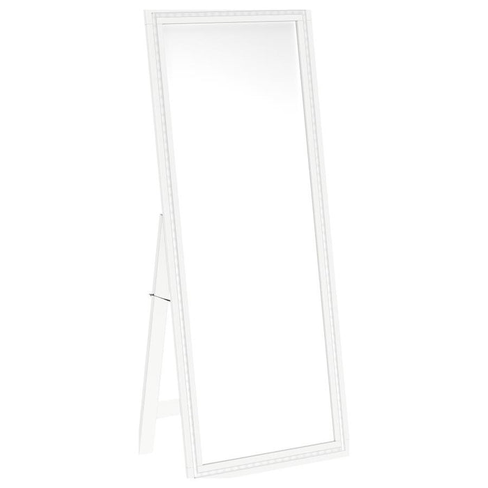 Windrose Full Length Floor Standing Tempered Mirror with LED Lighting White