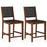 Set of 2 Woven Bar Stools with Faux PU Leather Straps