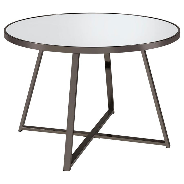 Jillian Round Dining Table with Tempered Mirror Top Black Nickel