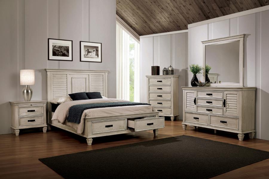 Franco 5-piece Storage Bedroom Set Antique White