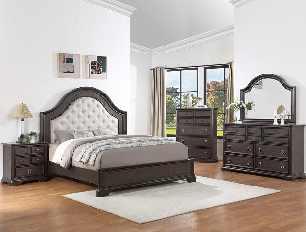 Duke Grayish Brown Upholstered Panel Bedroom Set