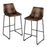 Set of 2 Bar Stool Faux Suede Upholstered Chairs