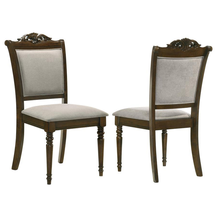 Willowbrook Upholstered Dining Side Chair Grey And Chestnut (Set Of 2)