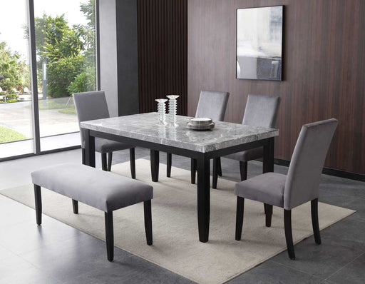 Napoli 6-Piece 64-inch Gray Marble Dining Set