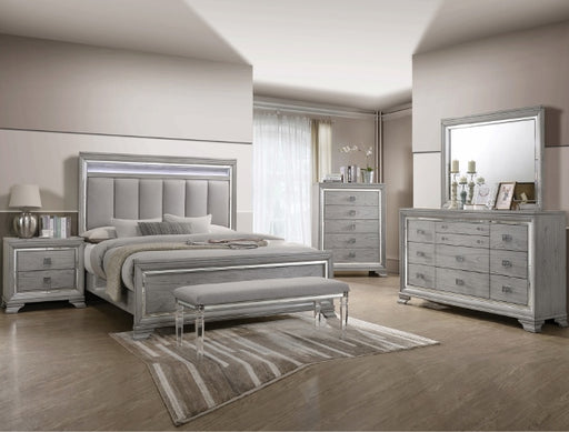 Vail Upholstered Bed with Mirrored Accents