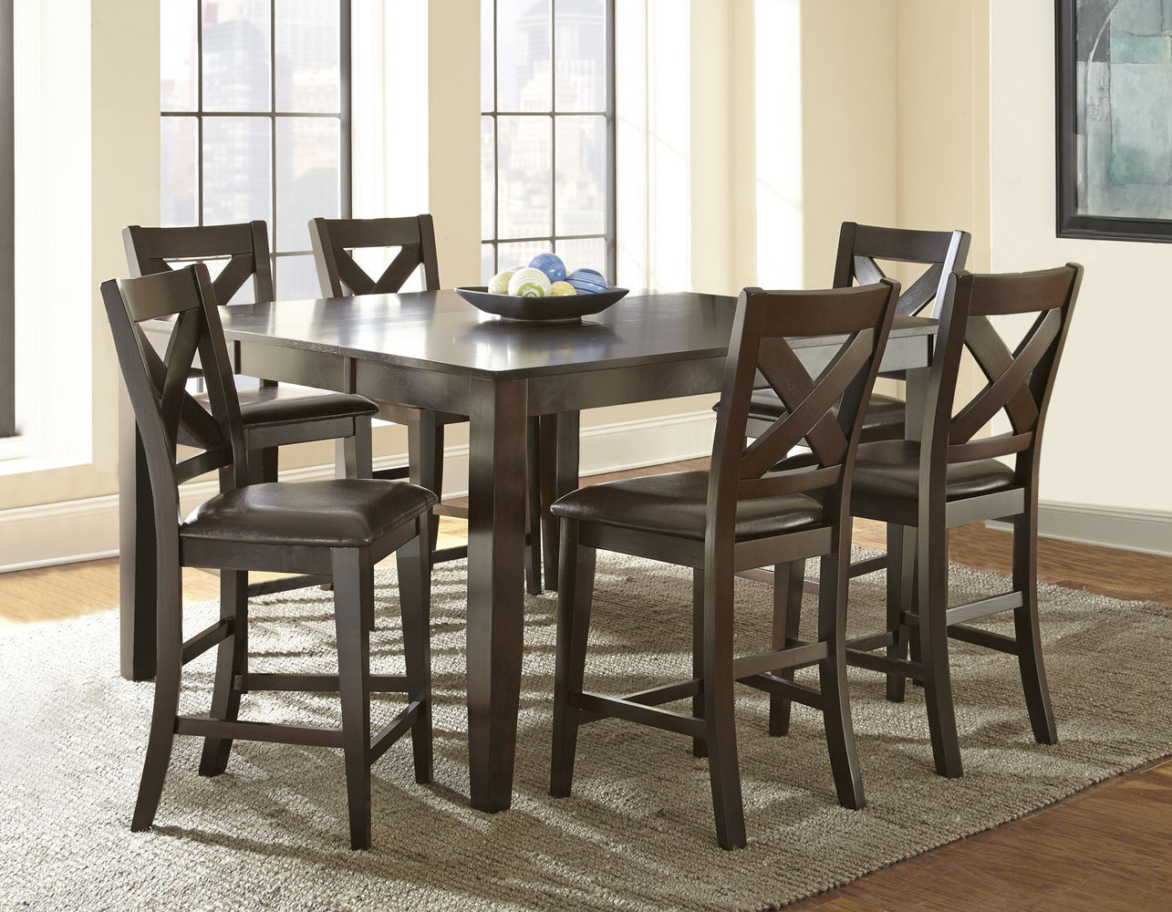 Crosspointe 7 Piece Counter Set(Counter Table & 6 Counter Chairs)