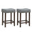 24 Inch 2 Pieces Nailhead Saddle Bar Stools with Fabric Seat and Wood Legs