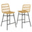 Set of 2 Rattan Bar Stools with Sturdy Metal Frame