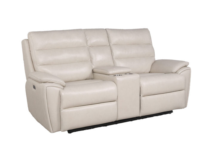 Duval Dual Power Reclining Console Loveseat, Ivory