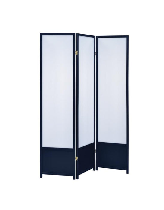 Calix 3-Panel Folding Floor Screen Translucent And Black