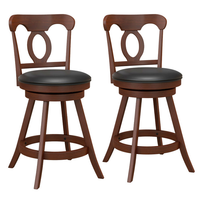 Set of 2 24/30 Inch Swivel Bar Stools with Footrest