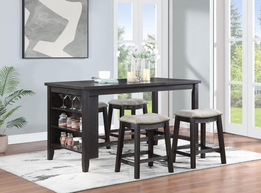 Elliston 5-piece Rectangular Counter Height Dining Set Dark Grey and Beige