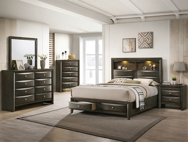 Fallon Gray LED Storage Platform Bedroom Set