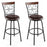 2 Pieces 24-30 Inch Adjustable PU Cushioned Swivel Barstools