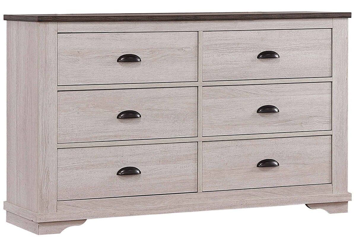 Coralee 6 Drawer Chalk Grey Dresser